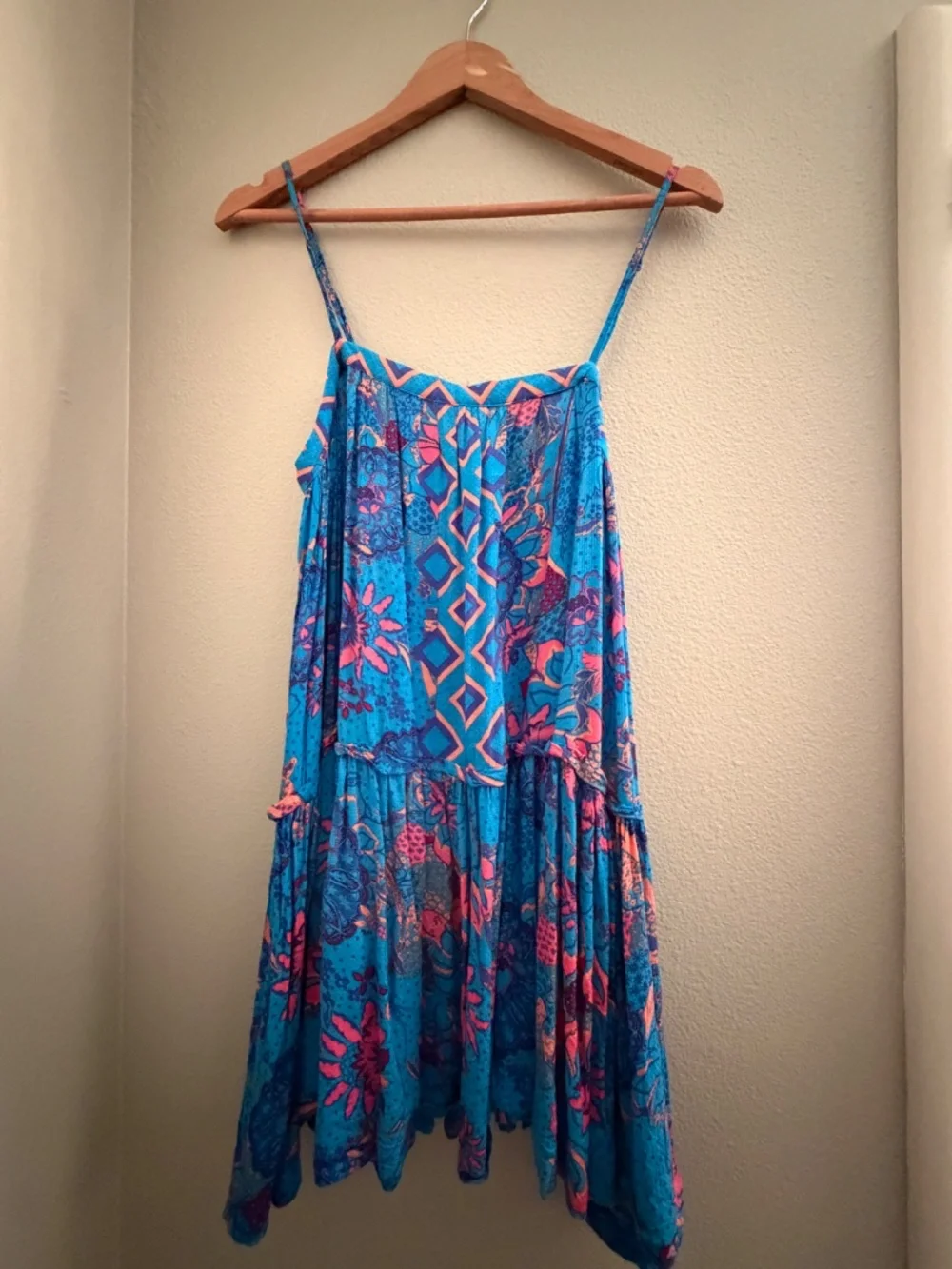 Free People Intimately Blue Boho Printed Slip Dress